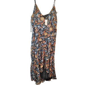 Express Floral Ruffle Faux Wrap Dress Sz M Straps Gypsy Romantic NWT
